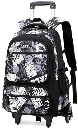 Amythe Mochila con Ruedas para Adolescentes Chicos, Carro Mochilas Escolares para Niños de 10-18 años, Diseño Elegante y Funcional de 40L, Mochila de Viaje Trolley Adultos -Negro