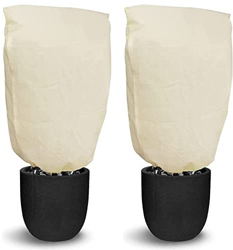 Photener Winterschutz für Pflanzen 100 x 80 cm 2 Stück, Palmen Olivenbaum Winterschutz für Kübelpflanzen 80g/m², Winddicht und Frostsicher Pflanzensack mit Reißverschluss und Kordelzug