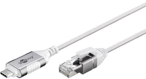 Goobay USB-C 3.1 to RJ45 Ethernet CAT 6 Cable Slim/Adapter Cable/Stable Wired Internet Connection with Router/Network Switch/USB to RJ45 Adapter /1 Gbit/s / 1 m/White / 74385