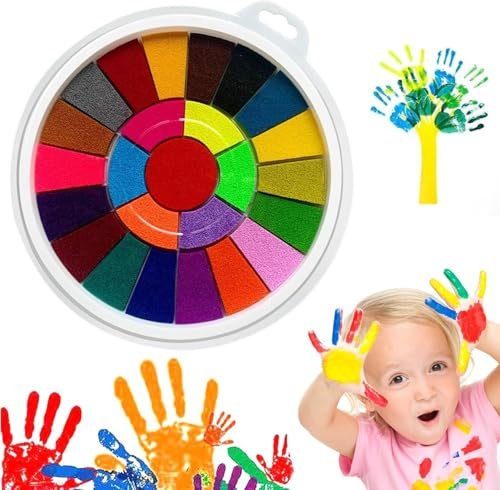 JAONLD Kids Finger Paints, 25 Colors Finger Painting Washable Fingerprint Ink Pad Safe Paint for Handprints Funny Finger Drawing Toys for DIY Painting, Crafts and Birthday Gifts