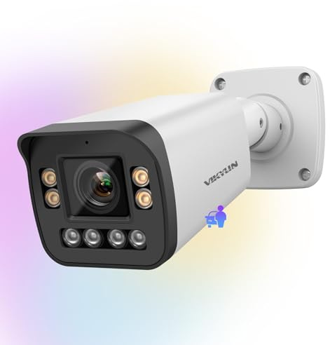 VIKYLILN Telecamera bullet varifocale IP PoE a colori da 5 MP per esterni, telecamera IP con zoom ottico 5x, obiettivo motorizzato da 2,7 ~ 13,5 mm, doppia luce intelligente, audio a 2 vie, SD256GB