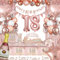 18th Birthday Decorations for Girls, Rose Gold Decorations Include 18th Birthday Banner/Balloons/Sash/Table Cloth Decoration, Triangle Flag, Foil Curtains, 18 Balloons for Girls