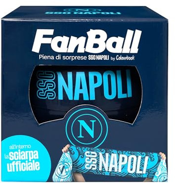 Colourbook Napoli FanBall Box Überraschung, Schreibwaren, offizielles Produkt SSC Napoli, inklusive Textmarker, Block Notes, Spitzer, Kugelschreiber, offizieller Schal, Marineblau