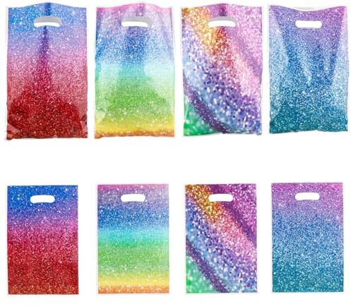 30 Stück bunte Partygeschenktüten mit Griffen, mehrfarbig, Geschenktüten für Kinder, Geburtstagsfeier, Partydekorationen