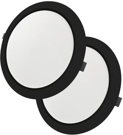 LUXULA 2 Stück LED Einbauleuchte rund Schwarz Ø117x25mm, 6W 600lm, IP44 | CCT 2700K 4000K 6000K einstellbar, IP44 Einbaustrahler flach, LED Deckenstrahler 230V für Bad, Küche und Innenräume