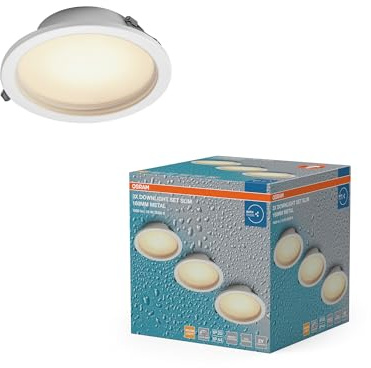 Osram Essential LED Einbaustrahler IP44 Dim 160mm 18W | LED Downlight Set IP44 Dim, Spot lights and ceiling spots, Weiß, 160 mm dia, 25000 h, 3-Pack
