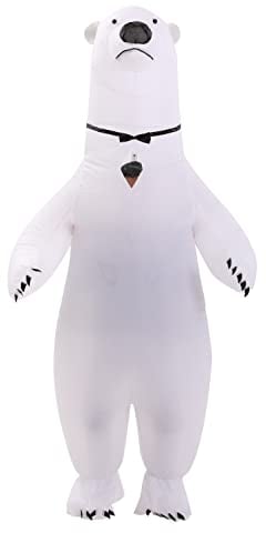 IRETG Eisbär Kostüme für Erwachsene Aufblasbare bären Kostüm Weißer Bär Anzug Lustige Meeresbär Jumpsuit Party Weihnachten Halloween Cosplay Outfit