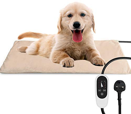 NICREW Pet Heating Pad with Auto Shut Off, Electric Pet Heated Bed Mat for Cats and Dogs, Temperature Adjustable, MET Safety Listed