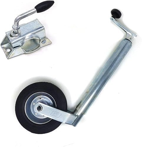 Servotimone per Rimorchio e Carrello Ø 48 + Morsetto SIMOL, Ruotino d'appoggio Zincato, Regolabile e Telescopico, Diametro 48 mm