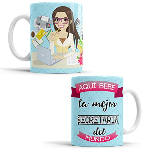 Taza Secretaria - Aquí Bebe la Mejor del Mundo/Super Secretaria - Regalo Original de Cerámica 350 mL