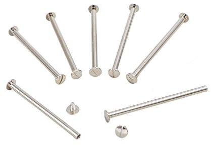 LEO’s - 100 Stück Premium Buchschrauben 80 mm in Silberfarben - Buchbinderschrauben Buchnieten vernickelt - Schraubnieten Chicagoschrauben mit 5 mm Schaftdurchmesser - Buch Nieten zum Schrauben