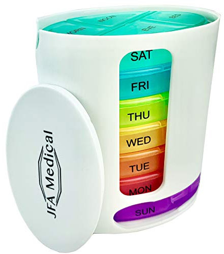 JFA Medical Weekly Oval Pill Box Organiser/Reminder for Medicines Supplements, Vitamins, 7days, 4 compartments per Day – Morning, Noon, Evening and Bed