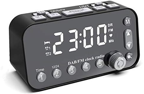 LG&S FM/Dab/Dab + Radio Digitale Bel Suono Stereo Sveglia con Sveglia Jumbo Display Impostazione Doppia Sveglia, Nero