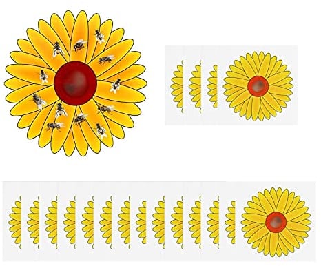 XAVSWRDE Fliegenfalle Klebefalle 20 Stück Fliegenfänger Sonnenblumen Insektenfalle Fenster Fruchtfliegenfalle Umweltfreundlich Fliegenköder Transparenter Fensterstreifen zu Fliegen Klebefalle