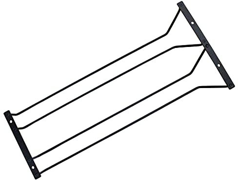 Abcsea 1 Pièce Noir Porte-Verre à Vin sous Meuble, Porte-Verres à Pied Suspendu, Support de Verre à Vin, Porte-Verres à Vin, Stemware Rack, 45 cm 2 Rangées