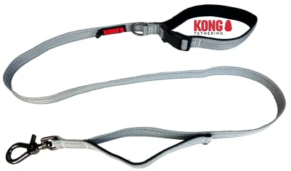 KONG Traffic Safe Dog Lead I Grey I Dog Lead with Reflective Elements I Lead with Two Hand Loops I Running Lead with Robust Carabiner Hook I Length 1.5 m I Width 14 mm Size L