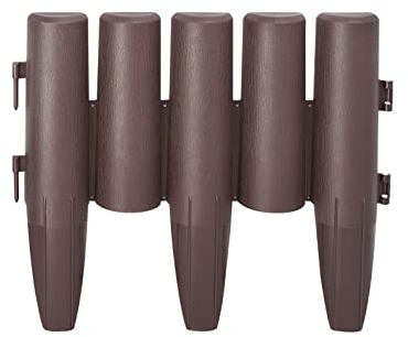 NAIZY Rasenkante Kunststoff Beeteinfassung Gartenpalisade mit Holz Optik Beetumrandung Rasenkante Randstein Kantenstein Braun (LxH): 28cm x 24cm - 20 Stück 5,6M