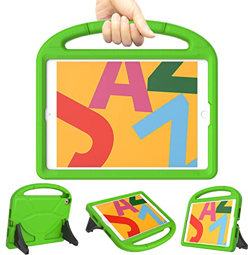 TrendGate Case for New iPad 10.2 Inch 2021/2020/2019 iPad 9th/8th/7th Generation-Lightweight Shockproof Kids iPad Cover 10.2 Inch with Handle Kickstand, iPad 10.2 Case for iPad 9/8/7 Gen - Green