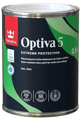 TIKKURILA Optiva 5 Matt Emulsion Paint – Durable, Scrubbable & Easy-Clean for Walls and Ceilings | Zero VOC - 1 Litre