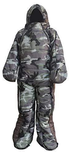 Leichte Schlafsack Mit Ärmeln Für Erwachsene Mit Armen Beinen Tragbarer Schlafsackanzug Outdoor Baumwoll Warmer Schlafsack, Wasserfest Winddicht Deckenschlafsack Für Camping (M-Camouflage)