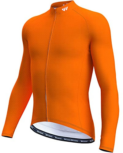 Wulibike Radtrikot Herren Langarm - Rennrad Trikot Herren Reißverschluss mit Taschen, Frühling Herbst Atmungsaktiv feuchtigkeitsaufnahm Radtrikot