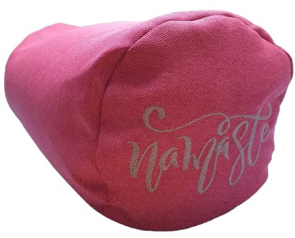 Yoga bolster mit Bio Dinkelspelz-Füllung und Bezug pink aus Dekostoff, waschbar mit Stickerei