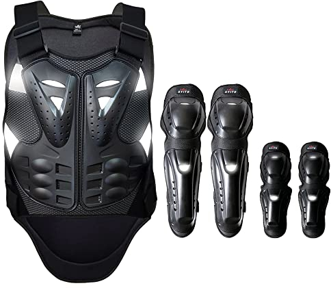 Protettori da Moto per Ginocchia+ Gilet Moto Uomo Estivo, Protettori da Moto per Torace, Protezione Schiena Moto, Pettorina Mtb Motocross, Armatura Moto