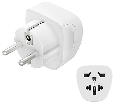 Reiseadapter Typ E und F, 3-polig, universal, Welt nach Europa, Weiß