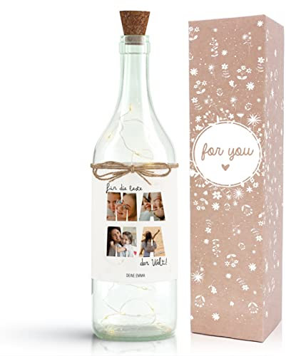 OWLBOOK® Personalisiertes Flaschenlicht mit Foto - Fotogeschenk mit 4 Fotos & Text selbst gestalten - Beste Mama - Geschenke für Mama - Geburtstagsgeschenk Muttertagsgeschenke