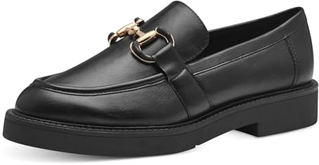 MARCO TOZZI Damen Loafer mit Absatz Elegant Vegan, Schwarz (Schwarz), 40 EU