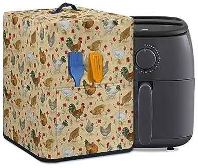 HUISEFOR Chickens Print Air Fryer Cover Kitchen Decorations, Food Processor Dust Cover Compatible with Appliance Coffee Machine Protective Cover Oil-proof