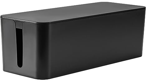 RICOO Kabelbox, Kabelmanagement Box Z4001-B, Kabel Organizer Box 40,6 x 15,6 x 13,4 cm, Aufbewahrungsbox zum Verstecken von Steckdosenleisten, Adaptern und Kabeln, Kabelsammler, Schwarz