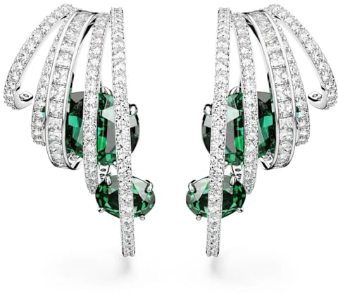 Damen-Ohrstecker Hyperbola Swarovski grün rhodiniert - 5665331, Edelstahl, Swarovski