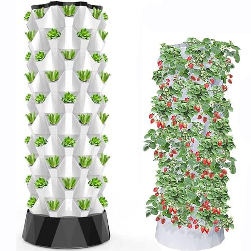 GEJLELDS Sistema de Cultivo hidropónico para jardín, Torre Vertical, Torre para Plantas Vegetales, automatización de aeroponia para Interior y Exterior, Cultivo de Hierbas en casa,10Layers