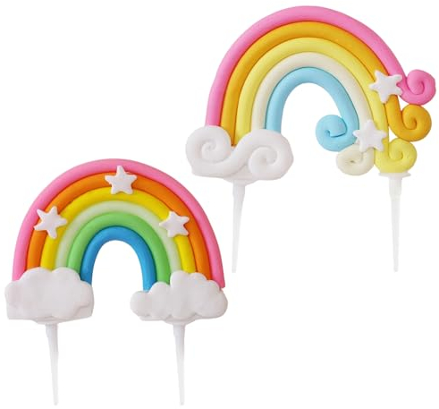Ruzister® 2 Stück Regenbogen-Kuchenaufsatz, Kuchendekoration, personalisierte Wolke, Regenbogen-Kuchendekoration, Geburtstagskuchendekoration, Regenbogen-Kuchenaufsatz