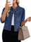 Vetinee Cute Jackets Pearl Denim Jacket for Women Women's Shacket Women's Western Jacket Cropped Denim Jacket for Women Women Shacket Lapis Storm Size Medium Fits UK Size 12 - UK Size 14