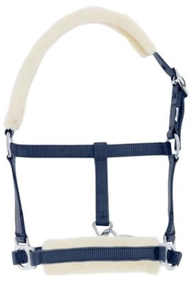 Ekkia Riding World Fohlenhalfter Marineblau mit Kunstfell, Farbe:dunkelblau