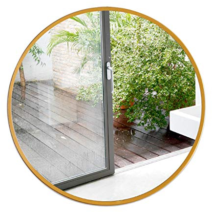 Großer runder Wandspiegel mit Goldrahmen, Wandspiegel, Flurspiegel, Badezimmerspiegel, Flur, Wohnzimmerspiegel, Kaminspiegel, Wanddekoration (Größe: 70 cm)