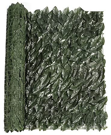 Aznever Künstlicher Heckenzaun, Garten im Freien 19,6 x 118 Zoll Künstliche Efeu-Hecke, Künstlicher Efeu-Sichtschutz mit hoher Dichte, dekorativer Efeu-Sichtschutz