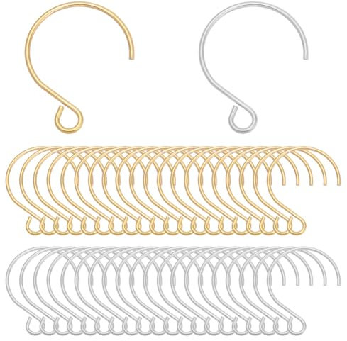 SUNNYCLUE 1 Box 100 Stück Edelstahl Ohrringhaken Große Runde Ohrringhaken Hypoallergener Ohrdraht Mit Offener Schlaufe Fischhaken Französische Ohrringe Haken Für Schmuckherstellung Zubehör DIY Baumeln