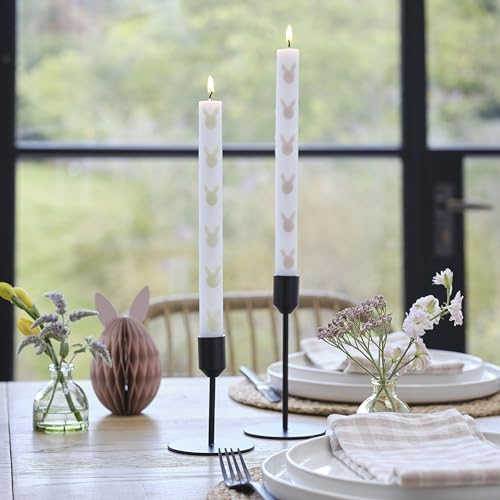 Ginger Ray Candele pasquali a forma di coniglietto con orecchie di coniglietto verde e rosa pastello, confezione da 2