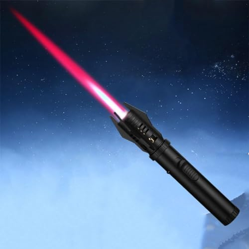 Metal Large Fire Windproof Blue Flame Lighter with Safety Lock and Adjustable Red&Blue Flame, Lightsaber Torch Lighter