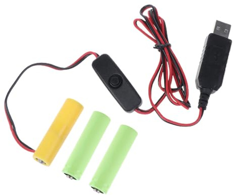 Haveratio – convertisseur de Puissance USB, éliminateur de Fausses Piles, Cordon de câble, Remplacement de 3 Piles AA LR6 de 1.5V pour Jouet électronique à lumière LED