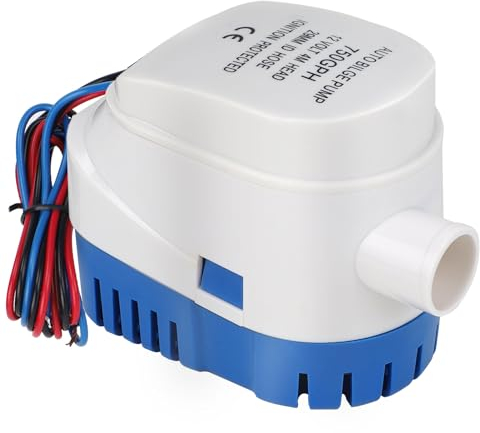 DBREAKS Bomba de Sentina Automática, 12V Bombas de Achique, 750GPH/47LPM Bomba de Sentina con Interruptor de Flotador, Bomba de Agua Auto Sumergible, Bomba Marina para Barcos Estanques Piscinas(Azul)