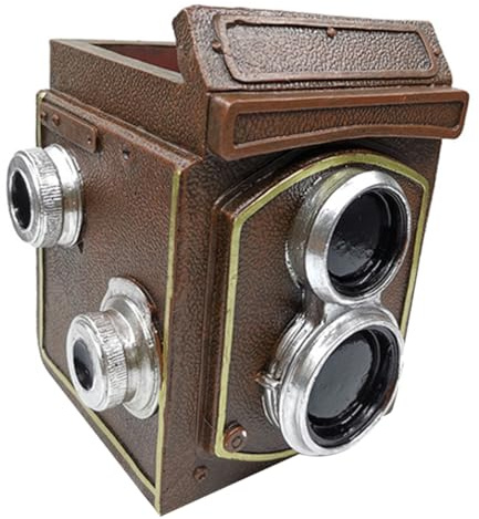 Camera Shaped Resin Plant Pot Vintage Brown Ornamental Planter