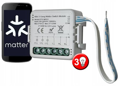 RTX Controller Relais 3 Kanal MATTER WiFi (Apple HomeKit, Google Home Assistant, Amazon Alexa)