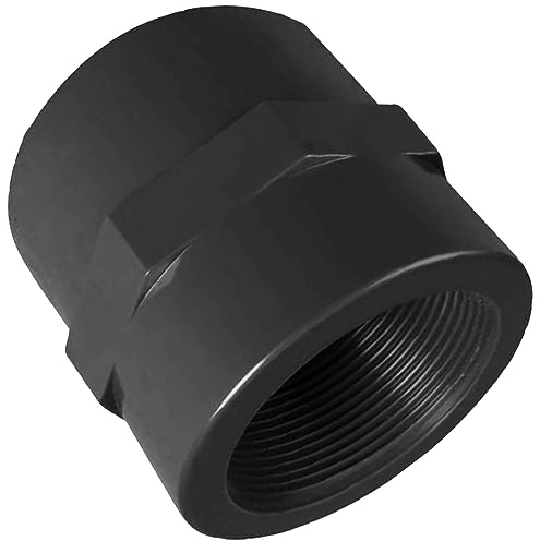 Klebe Fitting Übergang mit 1 1/2 Zoll Innengewinde i-IG aus Kunststoff mit Muffe zum Verkleben für 50mm PVC Rohr Außendurchmesser Druck PN16 Bar Adapter Anschluß Stück Verbinder