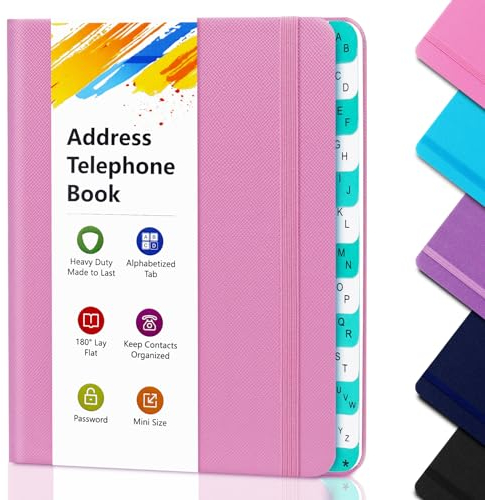 BLESWIN Adress-Telefonbuch, A-Z Index Hardback mit alphabetischen Registerkarten, perfekte Größe Organizer Keep Track von Telefonnummern, besondere Tage, Geburtstage, Passwörter und Notizen,Pink