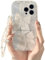 Emlivi Coque de protection pour iPhone 14, avec bracelet doté de perles, chaîne de téléphone portable, paillettes - En silicone TPU souple - Anti-chocs - Motif fleurs et lapin - Nœud arc