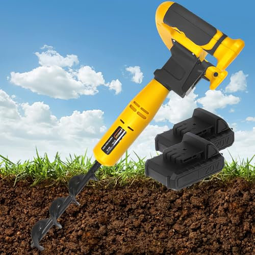 Tarière sans fil pour poteau de clôture pour le jardinage, outils électriques pour creuser des trous de poteau, foret à spirale d'extension de jardin de 30x8 cm pour creuser rapidement,piles 2x2AH